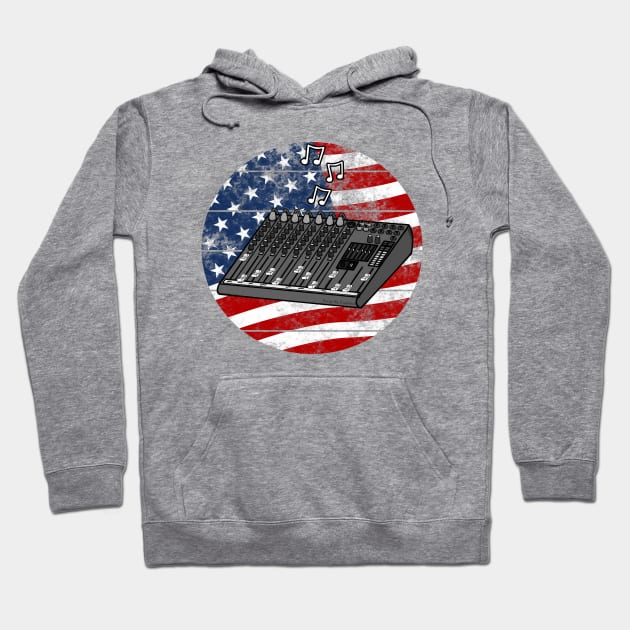 Sound Engineer USA Flag Musician 4th July Hoodie by doodlerob